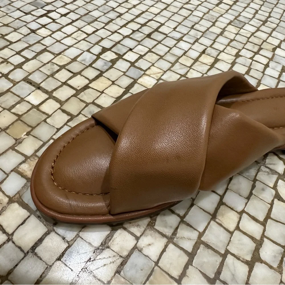 J. Crew Menorca Padded Cross-Strap Leather Sandal - Picture 3 of 4
